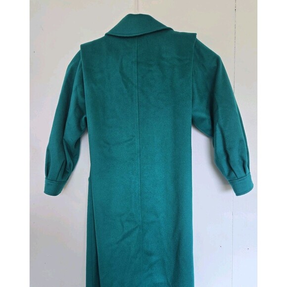 VTG Ashley Scott Coat Womens L Green Wool Long Overcoat Petite Old Money Luxury - Picture 5 of 9